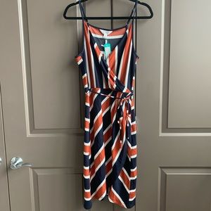 NWT Stitch Fix Market & Spruce Annora Faux Wrap Stripe Knit Dress Medium Petite